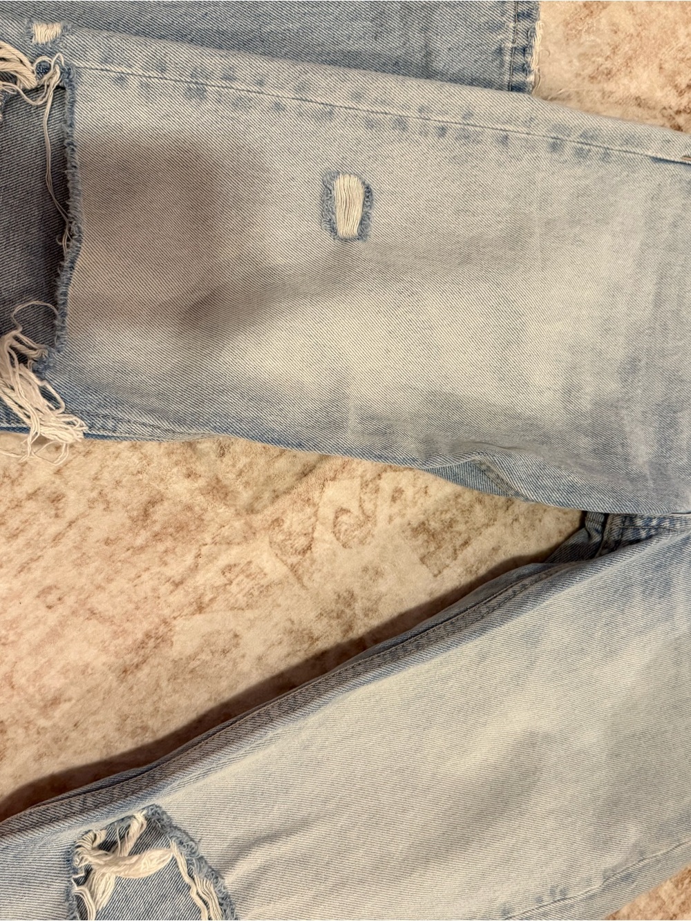 Zara Light Blue Wide Leg Distressed Jeans
